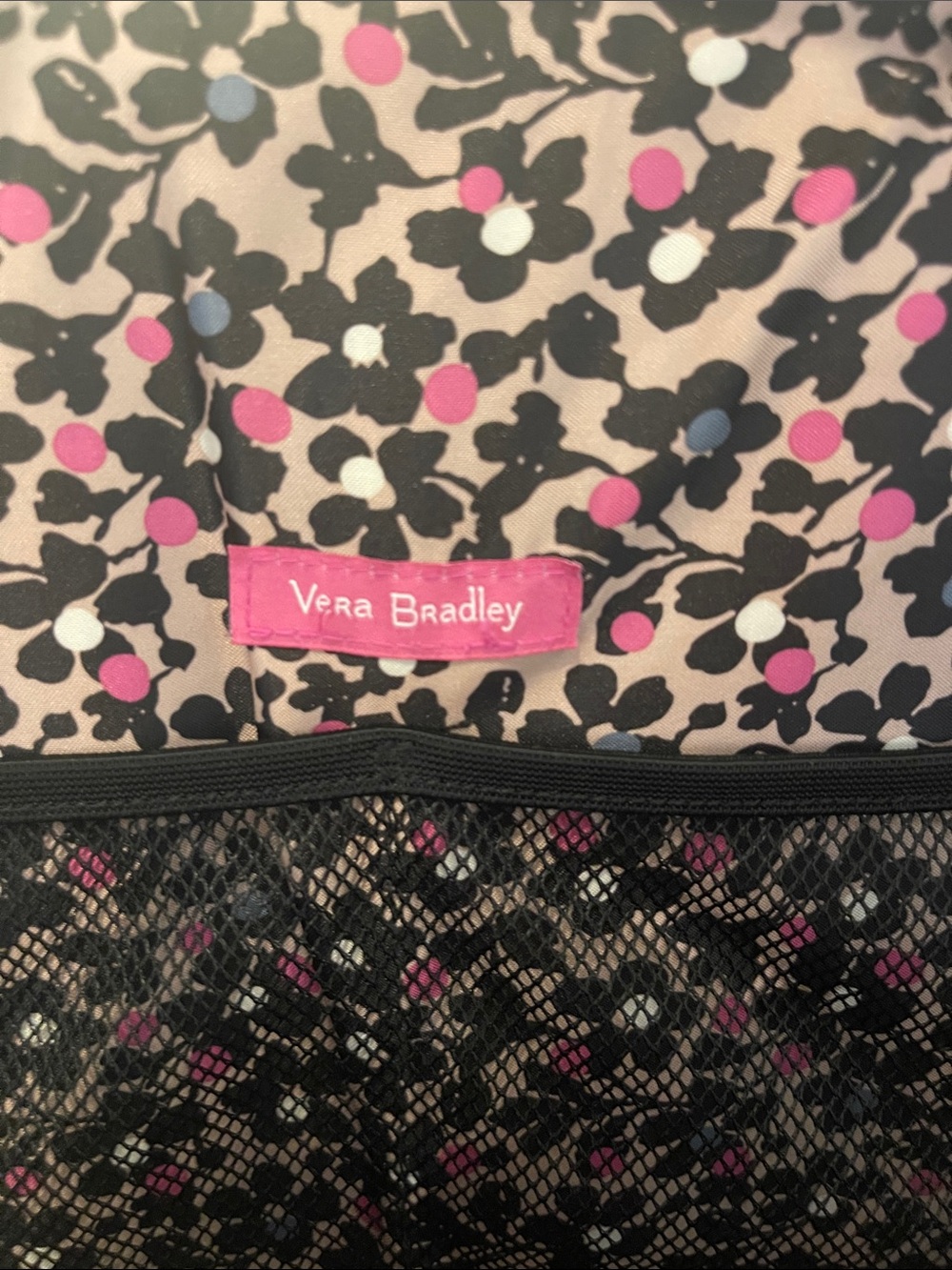 Vera Bradley Black Quilted Backpack travel with Silver Hardware set - Picture 8 of 13